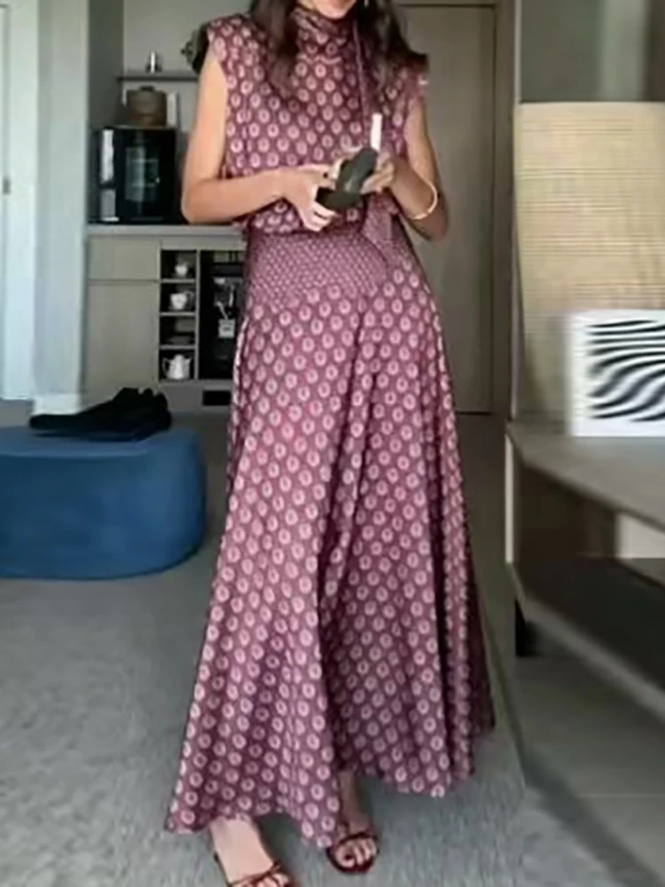 Vintage Printed Slim Office Commuting Suit Casual Loose Top+High Waisted Skirt 2pc Set Elegant Semi High Neck Sleeveless Outfit
Vintage Printed Slim Office Commuting Suit Casual Loose Top+High Waisted Skirt 2pc Set Elegant Semi High Neck Sleeveless Outfit