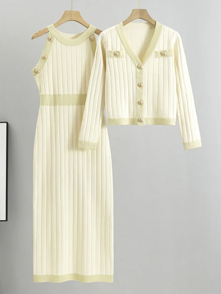 Two Piece Set Women 2025 Ensemble Knitting Short Coat Buttons Long Vest Dress Suit Knit Outfits Casual Slim Dresses Sets
Two Piece Set Women 2025 Ensemble Knitting Short Coat Buttons Long Vest Dress Suit Knit Outfits Casual Slim Dresses Sets