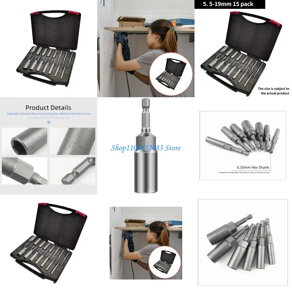 Y6GD 5.5-19mm Socket Adapter Drill Bit Nut Driver Set 1/4inch Hexagonal Nut Driver Holder Extension Holder Tool for Power Tool
Y6GD 5.5-19mm Socket Adapter Drill Bit Nut Driver Set 1/4inch Hexagonal Nut Driver Holder Extension Holder Tool for Power Tool