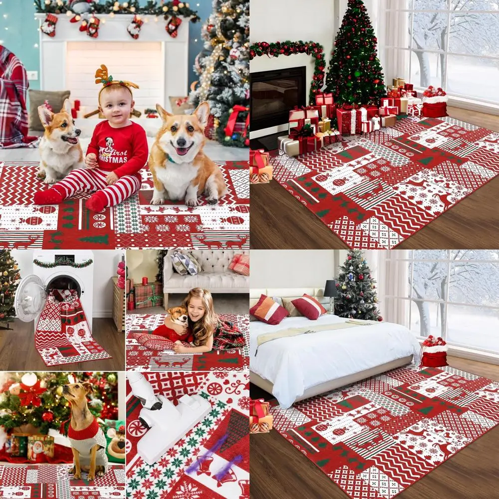 Red & White Christmas Rug, 8x10, Non-Slip, Washable, Patchwork Holiday Decor, Soft Floor Cover for Living Spaces
Red & White Christmas Rug, 8x10, Non-Slip, Washable, Patchwork Holiday Decor, Soft Floor Cover for Living Spaces