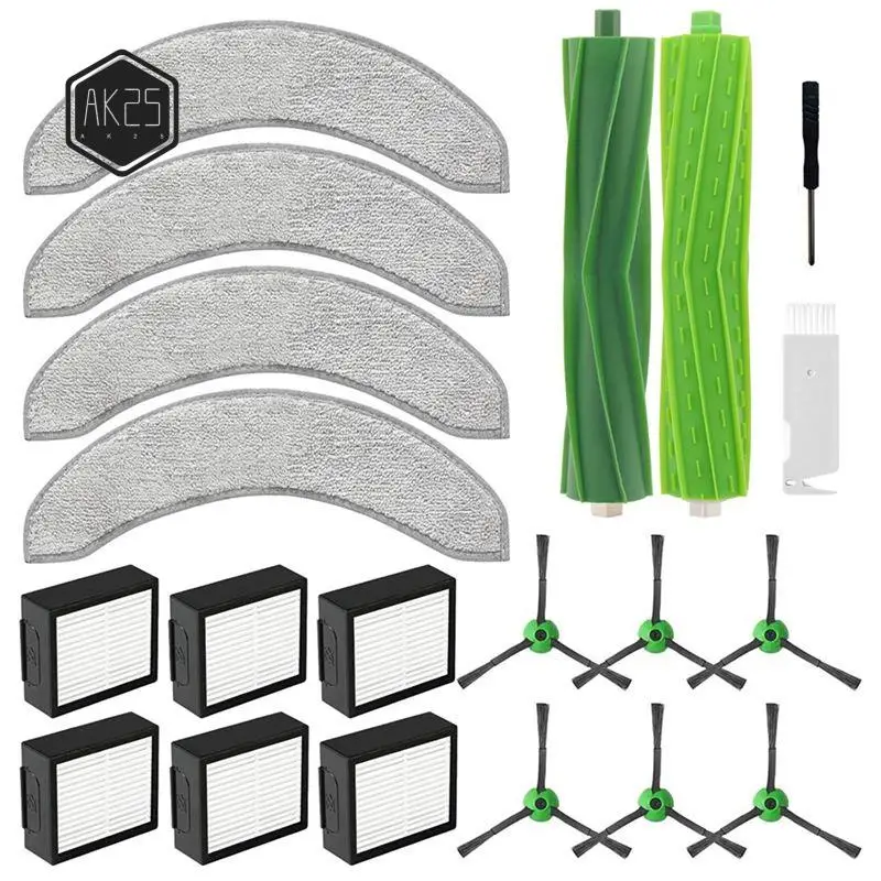 Запасные части AK25 для Irobot Roomba Combo J7+J9+: основная и боковые щетки, HEPA-фильтр, салфетка для уборки, аксессуары.
Запасные части AK25 для Irobot Roomba Combo J7+J9+: основная и боковые щетки, HEPA-фильтр, салфетка для уборки, аксессуары.