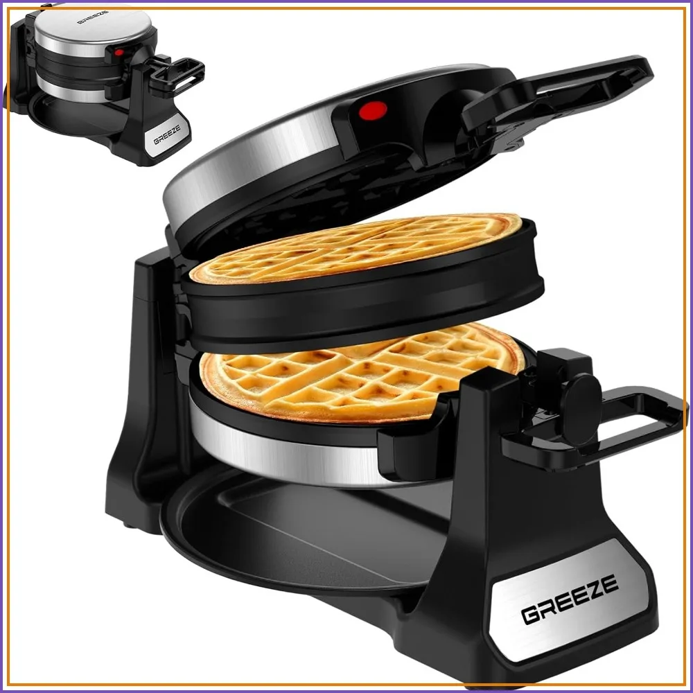 Double Belgian Waffle Maker 180° Flip, 1400W 8 Slices, Rotating Nonstick Plates, Easy Clean Stainless Steel, Locking Buckle & Cool Touch Handle
Double Belgian Waffle Maker 180° Flip, 1400W 8 Slices, Rotating Nonstick Plates, Easy Clean Stainless Steel, Locking Buckle & Cool Touch Handle