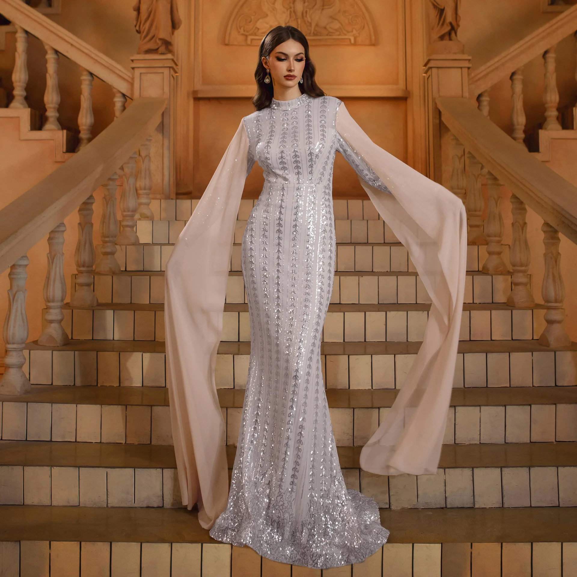 Women Sequin Mermaid Evening Maxi Dress Elegant ONeck Extra Long Flare Mesh Sleeve Bodycon Maxi Party Prom Dresses Long Gown
Women Sequin Mermaid Evening Maxi Dress Elegant ONeck Extra Long Flare Mesh Sleeve Bodycon Maxi Party Prom Dresses Long Gown