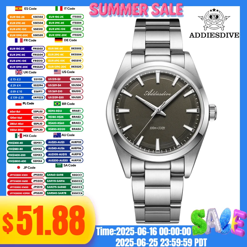 ADDIESDIVE Hot Sale Watch For Men Reloj Hombre BGW9 Super Luminous 10Bar Waterproof 316L Stainless Steel VH31 Quartz Watches
ADDIESDIVE Hot Sale Watch For Men Reloj Hombre BGW9 Super Luminous 10Bar Waterproof 316L Stainless Steel VH31 Quartz Watches