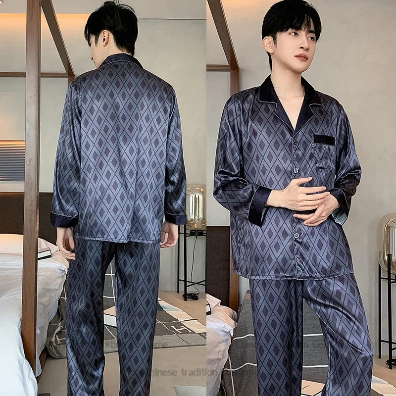 Plus Size 3Xl Pajamas Set Long Sleeve Top&pants Sleepwear Ice Silk Home Clothes Print Lapel Shirt Trousers Suit Male Loungewear
Plus Size 3Xl Pajamas Set Long Sleeve Top&pants Sleepwear Ice Silk Home Clothes Print Lapel Shirt Trousers Suit Male Loungewear