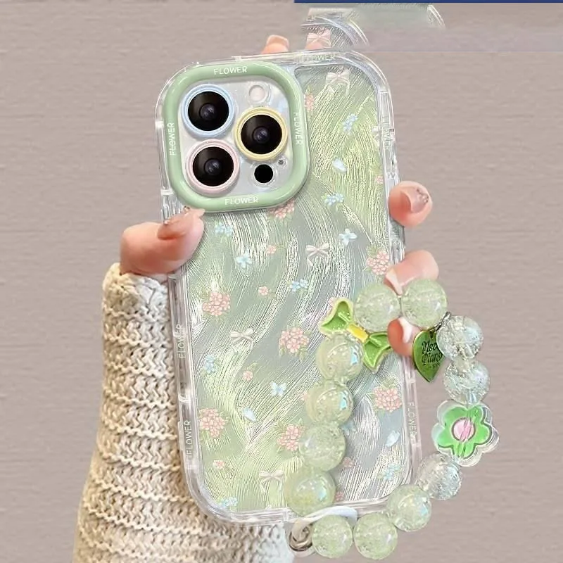 Cute Floral Bow Print Phone Case with Beaded Chain Green Clear Soft TPU Shockproof Protective Cover for Daily IPhone1716Pro Max
Cute Floral Bow Print Phone Case with Beaded Chain Green Clear Soft TPU Shockproof Protective Cover for Daily IPhone1716Pro Max