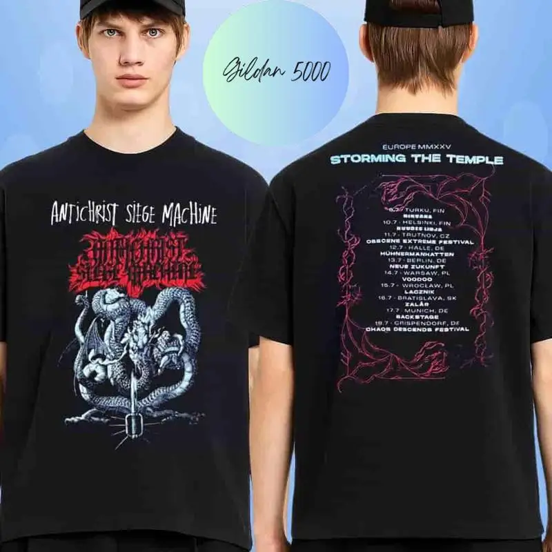 Эксклюзивная футболка Antichrist Siege Machine Europe Tour Dated List 2025 года
Эксклюзивная футболка Antichrist Siege Machine Europe Tour Dated List 2025 года