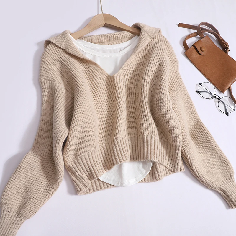 Fall Pullover Two-piece Set Women Sailor Collar Sweater Tank Tops Suit French Casual Fashion Long Sleeve Solid Color Knitwear
Fall Pullover Two-piece Set Women Sailor Collar Sweater Tank Tops Suit French Casual Fashion Long Sleeve Solid Color Knitwear