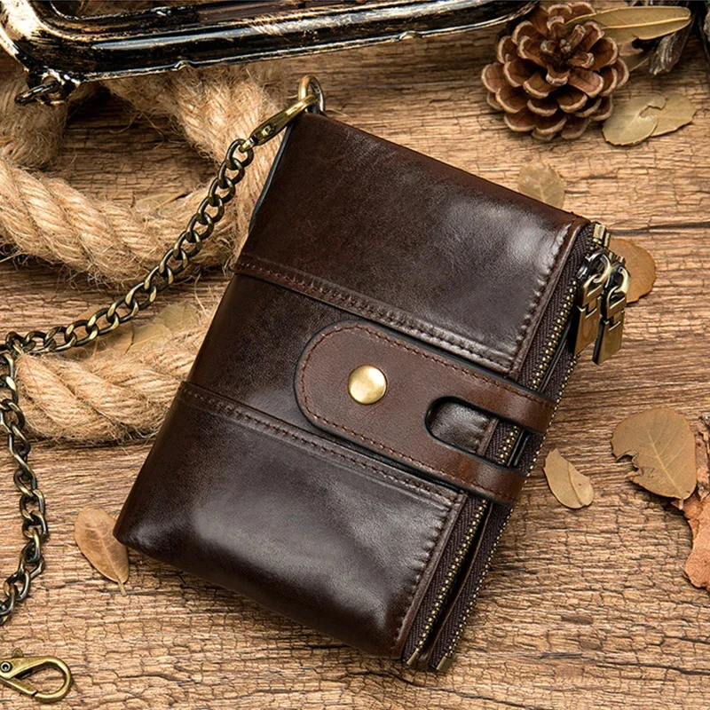 Top Quality Men Women Genuine Leather Wallet Small Card Purse With Iron Chain RFID Anti Theft Zipper Wallets Multi
Top Quality Men Women Genuine Leather Wallet Small Card Purse With Iron Chain RFID Anti Theft Zipper Wallets Multi
