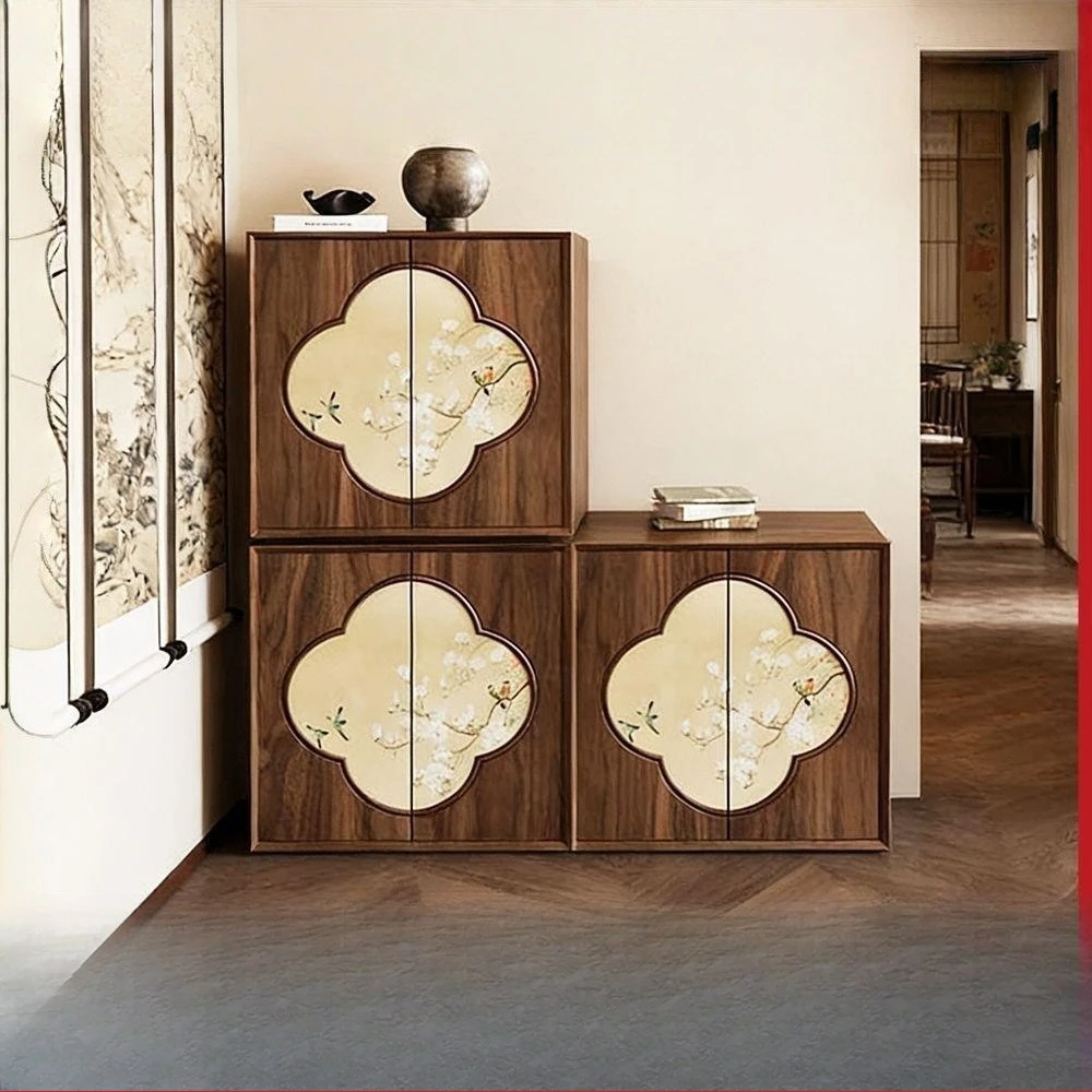Black walnut entrance, all solid wood storage card door cabinet, stacked storage combination cabinet
Black walnut entrance, all solid wood storage card door cabinet, stacked storage combination cabinet