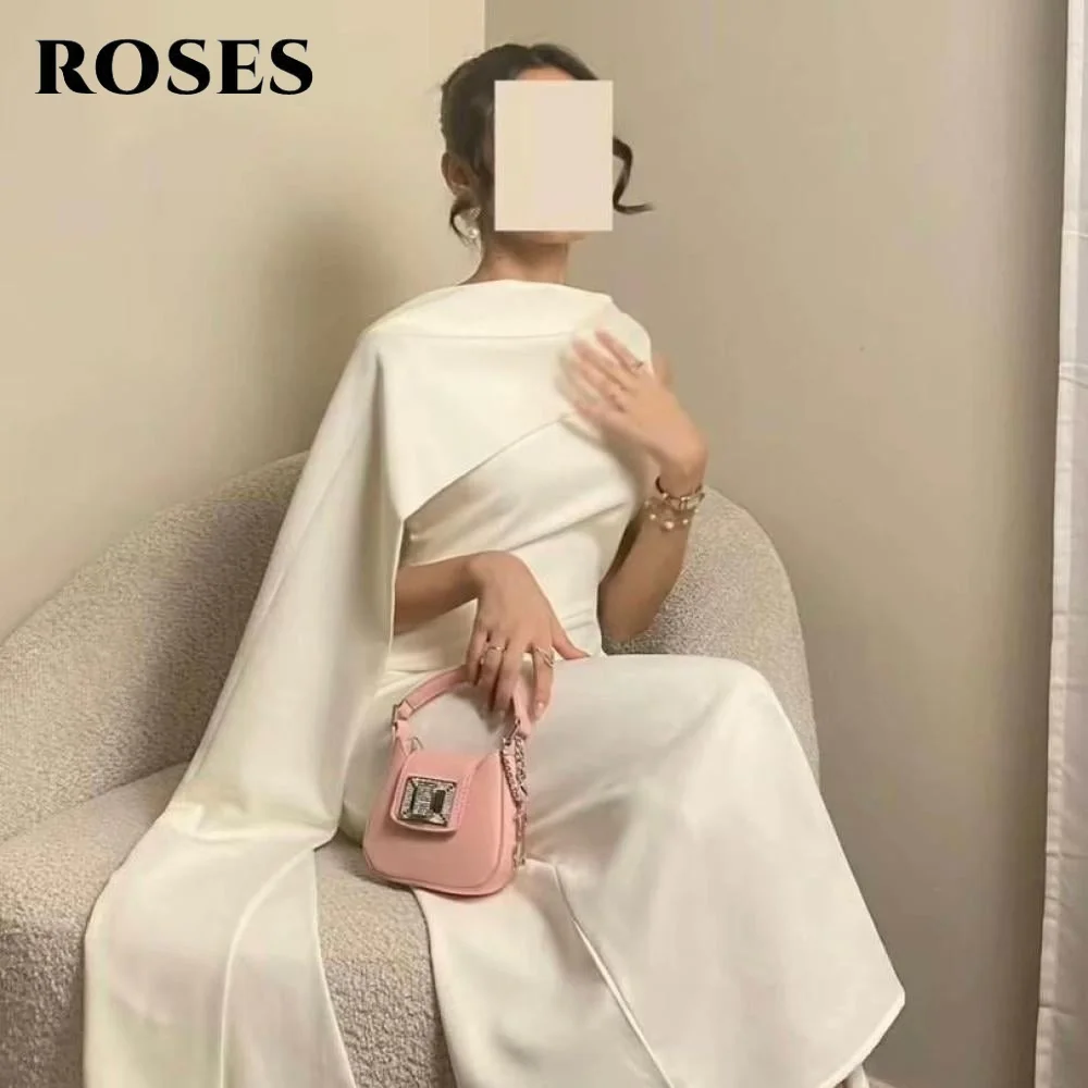 ROSES Simple White Stain Mermaid Prom Dresses with Pleats One Shoulder Evening Dress O-Neck robe de bal Party Dress Customized
ROSES Simple White Stain Mermaid Prom Dresses with Pleats One Shoulder Evening Dress O-Neck robe de bal Party Dress Customized