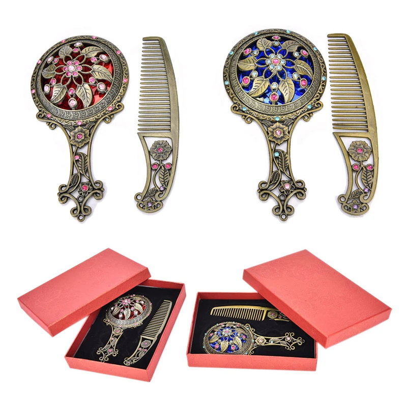 tshou528 Women Chic Retro Vintage pocket Mirror Compact Makeup Mirrors Comb Set Hand Make Up Bronze Hollowed-Out Make Up
tshou528 Women Chic Retro Vintage pocket Mirror Compact Makeup Mirrors Comb Set Hand Make Up Bronze Hollowed-Out Make Up