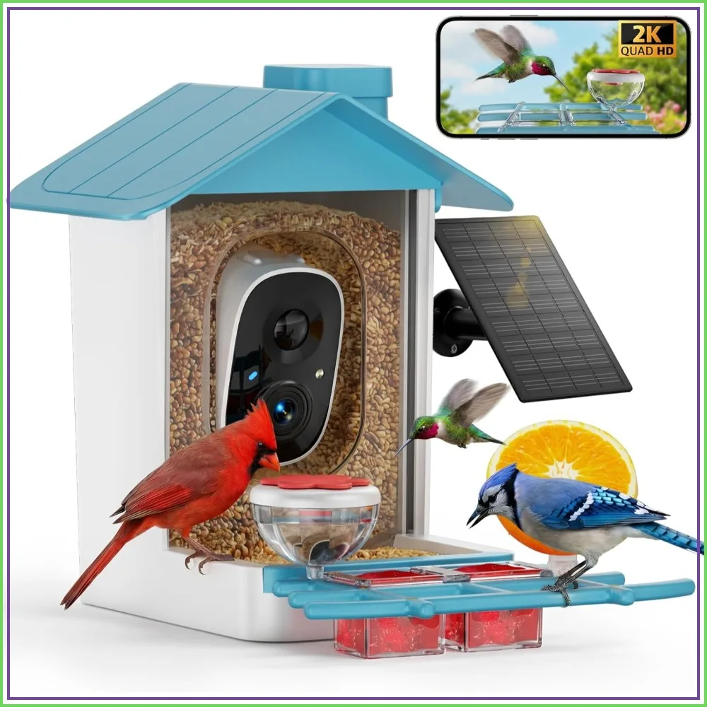 Bird Feeder with Camera 2K HD AI Smart Identify Bird Species Solar Panel Outdoors Birdhouse with Cam, Instant Arrival Alerts, Capture Bird Video, Gifts for Mom Dad
Bird Feeder with Camera 2K HD AI Smart Identify Bird Species Solar Panel Outdoors Birdhouse with Cam, Instant Arrival Alerts, Capture Bird Video, Gifts for Mom Dad