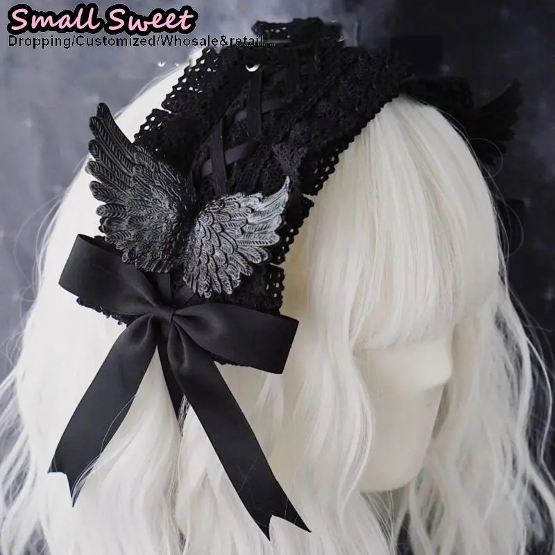 Goth Lolita Hair bands Harajuku Y2K girl Black Crow Wings hair band Punk Lace Ruffled bow Headband Hair accessories Headbands
Goth Lolita Hair bands Harajuku Y2K girl Black Crow Wings hair band Punk Lace Ruffled bow Headband Hair accessories Headbands