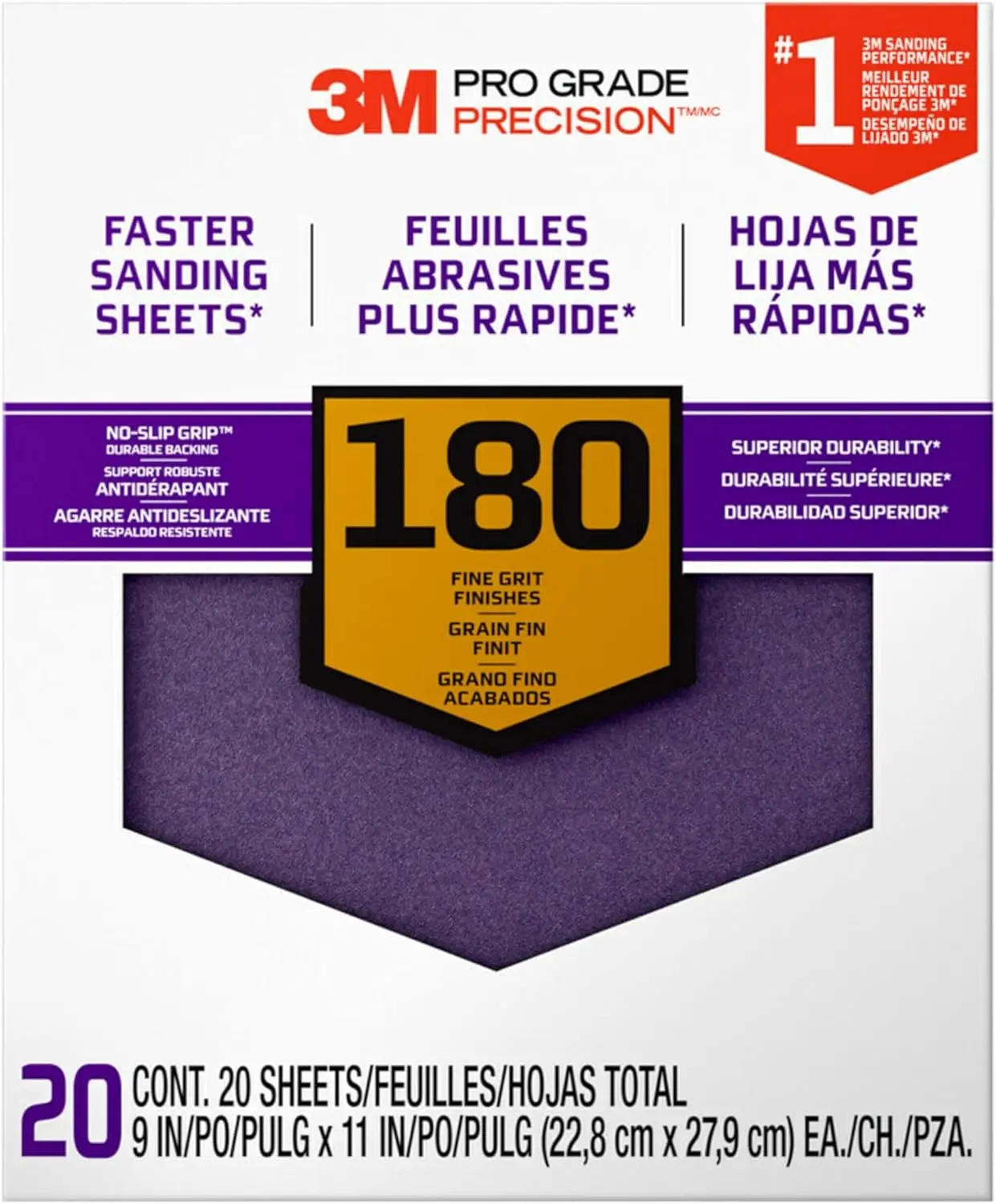 Advanced Sandpaper 180 Grit, No-Slip Grip, 9 x 11 Inches, Purple (20 Pack) for Professional Use
Advanced Sandpaper 180 Grit, No-Slip Grip, 9 x 11 Inches, Purple (20 Pack) for Professional Use
