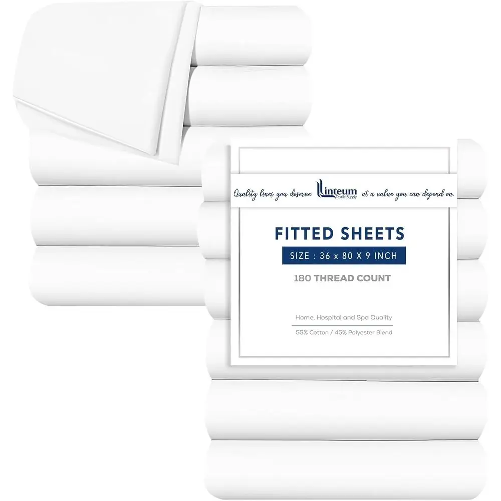 Textile Supply White Fitted Sheet Twin 36x80x9 Inches 36Pack Poly Cotton Blend 180 Thread Count Durable Breathable Easy Care Bo
Textile Supply White Fitted Sheet Twin 36x80x9 Inches 36Pack Poly Cotton Blend 180 Thread Count Durable Breathable Easy Care Bo
