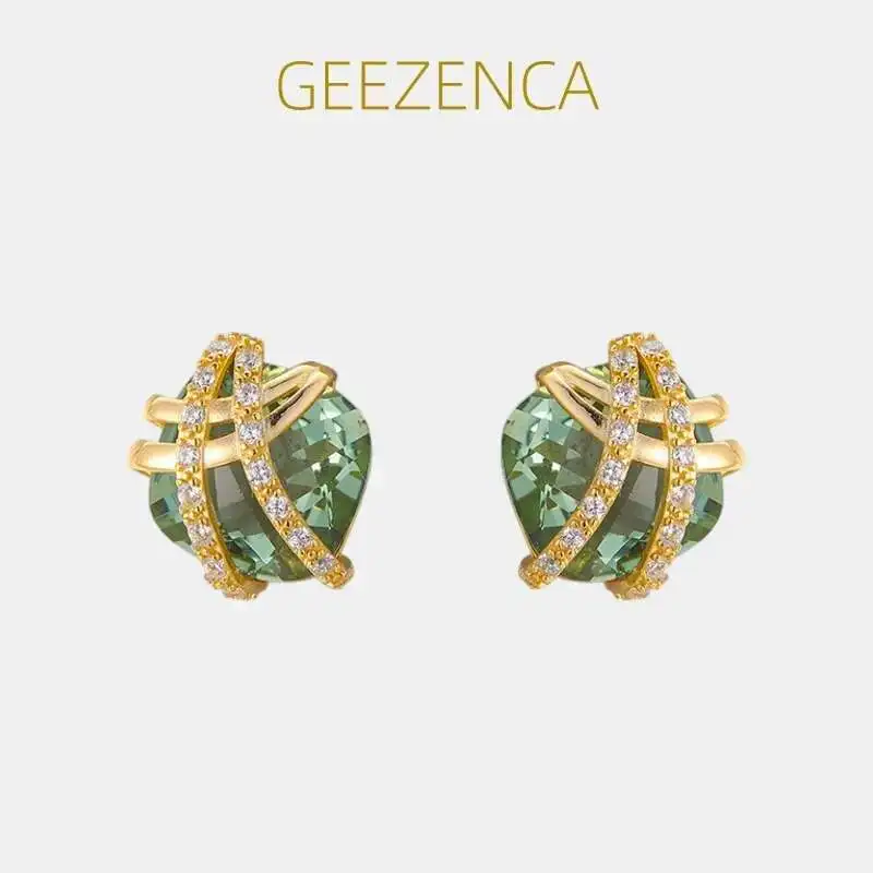 GEEZENCA Green Crystal 925 Sterling Silver 18K Gold Small Earrings For Women Geometric Minimalism Luxury Chic Stud Earring Gift
GEEZENCA Green Crystal 925 Sterling Silver 18K Gold Small Earrings For Women Geometric Minimalism Luxury Chic Stud Earring Gift