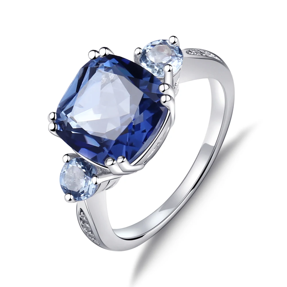925 Sterling Silver Three Stone Ring - Big Iolite & Blue Mystic Quartz Jewelry for Women
925 Sterling Silver Three Stone Ring - Big Iolite & Blue Mystic Quartz Jewelry for Women
