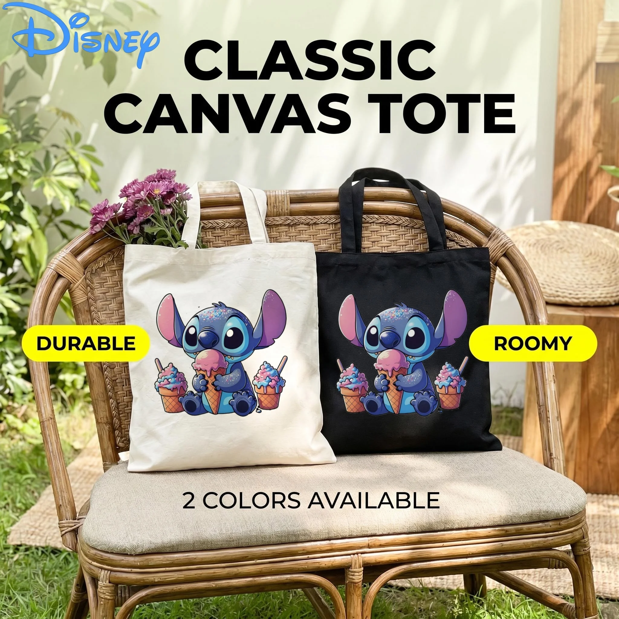 1PC Women Disney Lilo & Stitch Canvas Tote Bag, Stitch Eating Ice Cream Print Large Capacity School Shoulder Bag
1PC Women Disney Lilo & Stitch Canvas Tote Bag, Stitch Eating Ice Cream Print Large Capacity School Shoulder Bag