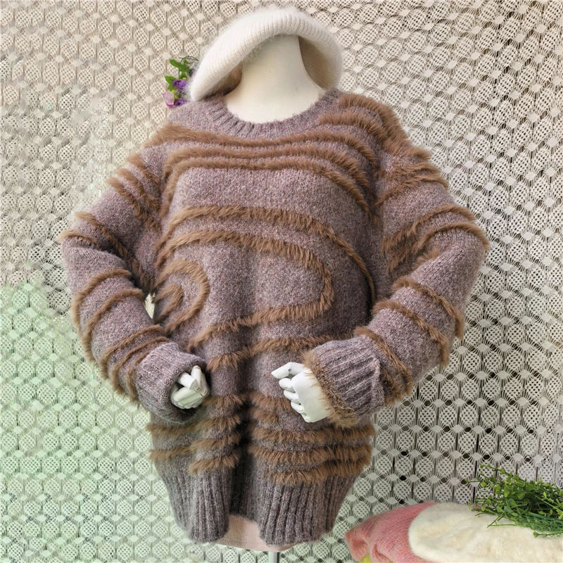 Women Mujer Autumn Winter Thick Warm Mohair Faux Fur Knitted O-Neck Long Sleeves Lazy Oaf Loose Pullover Sweater Jumper Pull Top
Women Mujer Autumn Winter Thick Warm Mohair Faux Fur Knitted O-Neck Long Sleeves Lazy Oaf Loose Pullover Sweater Jumper Pull Top