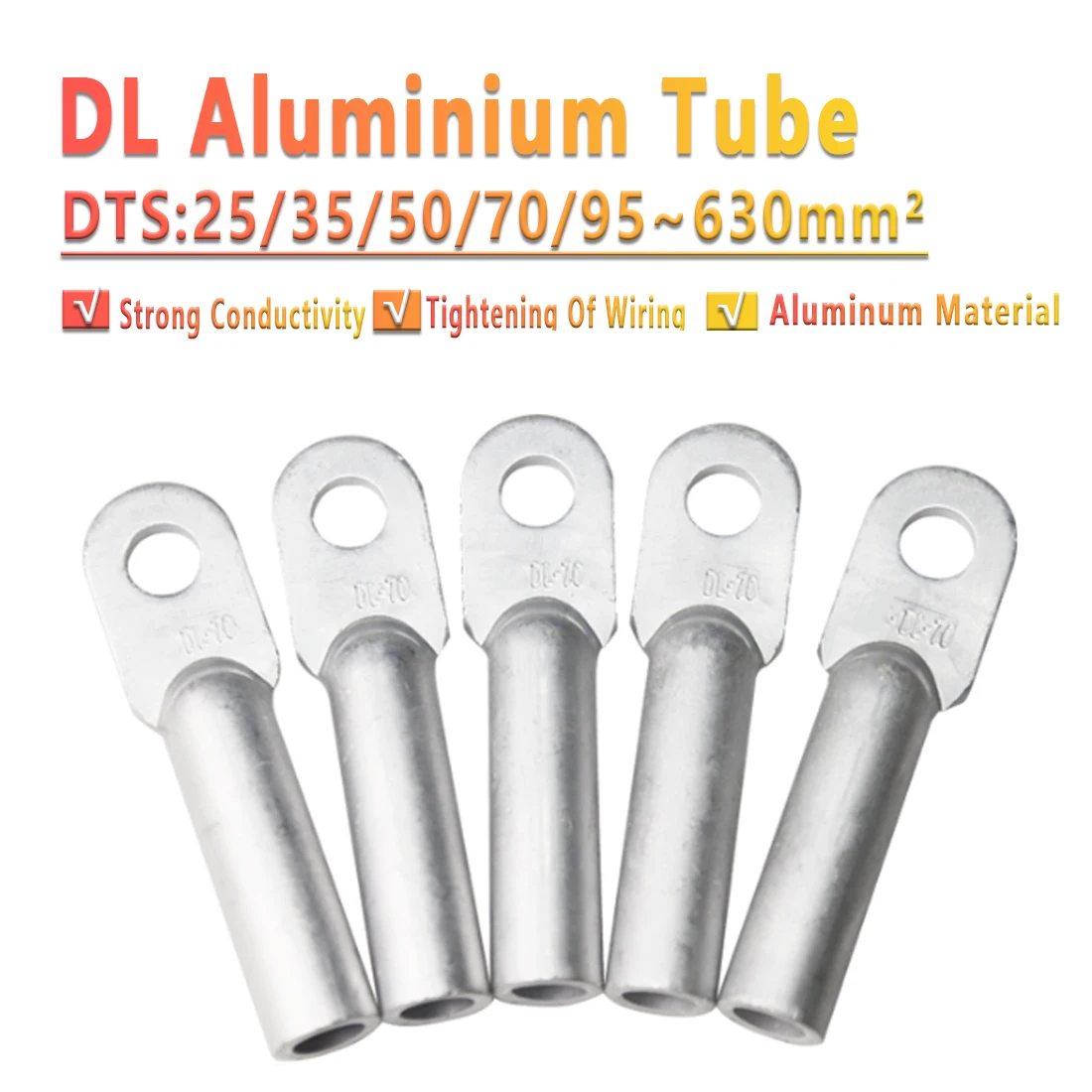 DL Aluminium Tube Crimp Terminals 16mm²~630mm² Battery Welding Cable Lugs Crimps
DL Aluminium Tube Crimp Terminals 16mm²~630mm² Battery Welding Cable Lugs Crimps