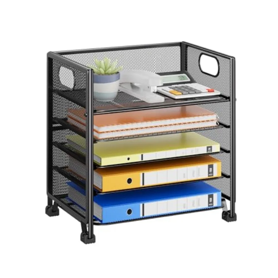 5-Tier Paper Organizer for Desk Letter Tray and File Holder with Handle, Metal Mesh Desktop Document Shelf for Office, Black
5-Tier Paper Organizer for Desk Letter Tray and File Holder with Handle, Metal Mesh Desktop Document Shelf for Office, Black