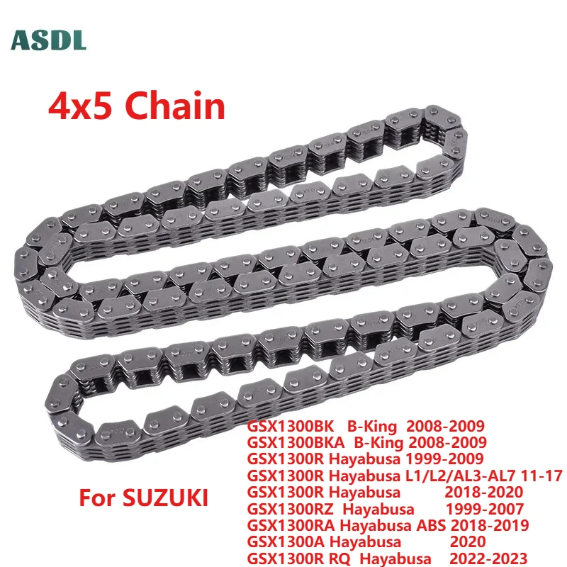 4x5 136Link Motorcycle Crankshaft Cam Timing Chain For SUZUKI GSX1300BK GSX1300BKA GSX1300R GSX1300RZ GSX1300RA /A 12760-24F01
4x5 136Link Motorcycle Crankshaft Cam Timing Chain For SUZUKI GSX1300BK GSX1300BKA GSX1300R GSX1300RZ GSX1300RA /A 12760-24F01