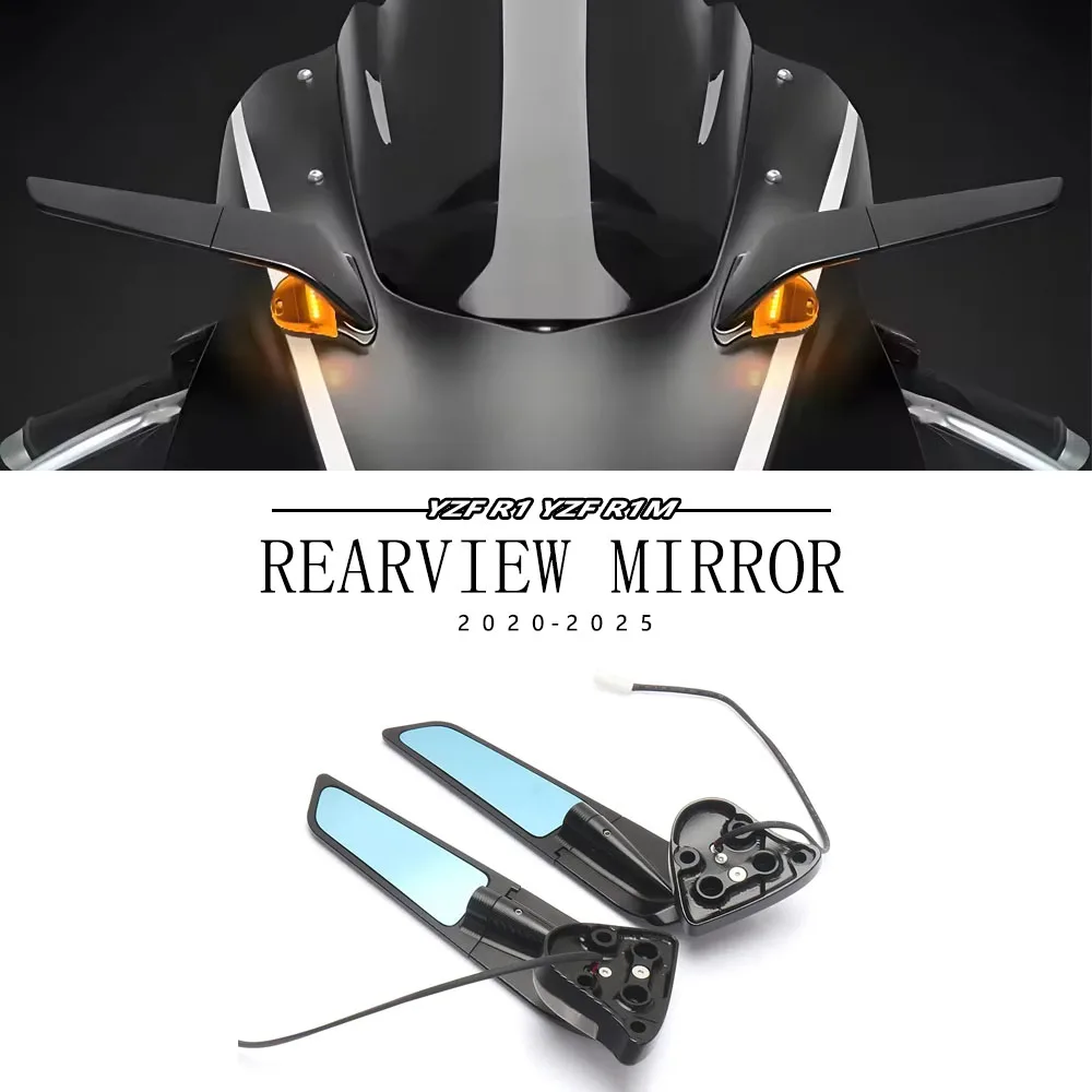 New For YAMAHA YZF R1 R1M 2020-2025 Motorcycle Accessories Rearview Mirrors with LED Rotating Adjustable Wing Mirrors