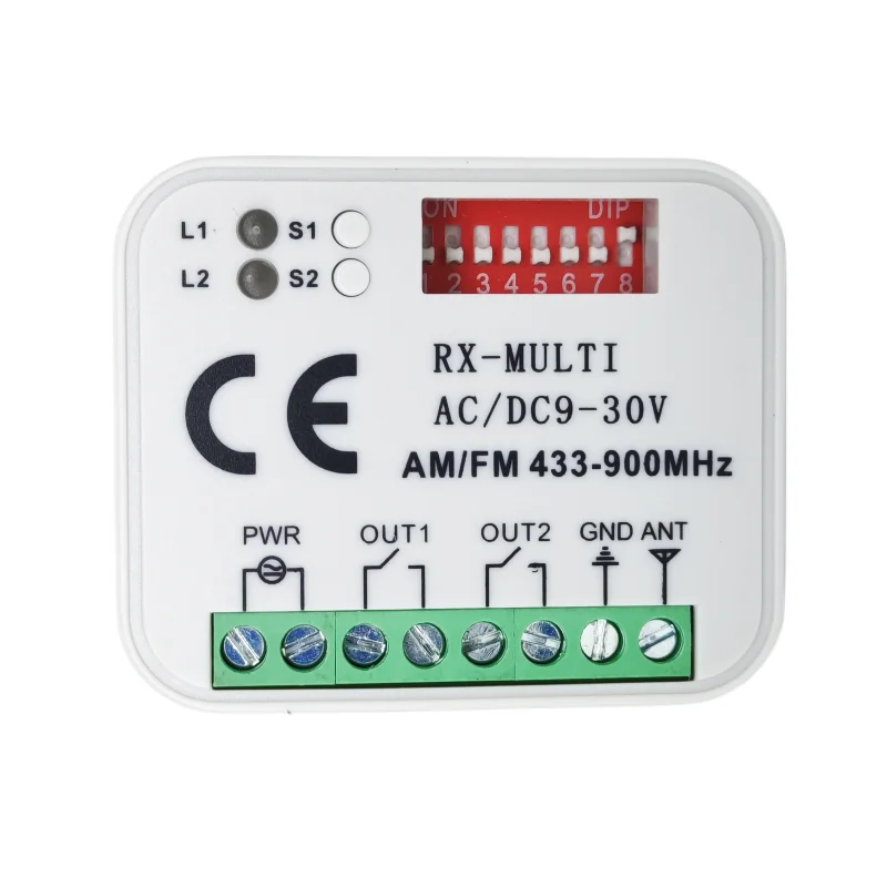Multi-frequency two-way remote control switch 280-868MHz multi-frequency receiver 12/24V universal intelligent motor controller
Multi-frequency two-way remote control switch 280-868MHz multi-frequency receiver 12/24V universal intelligent motor controller