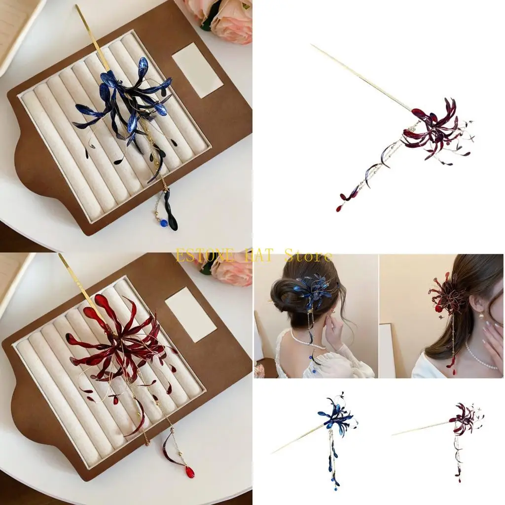 49MF Four Season Elegant Hair Accessories Metal Hairpin with Flower Tassels Design for Women Any Event
49MF Four Season Elegant Hair Accessories Metal Hairpin with Flower Tassels Design for Women Any Event