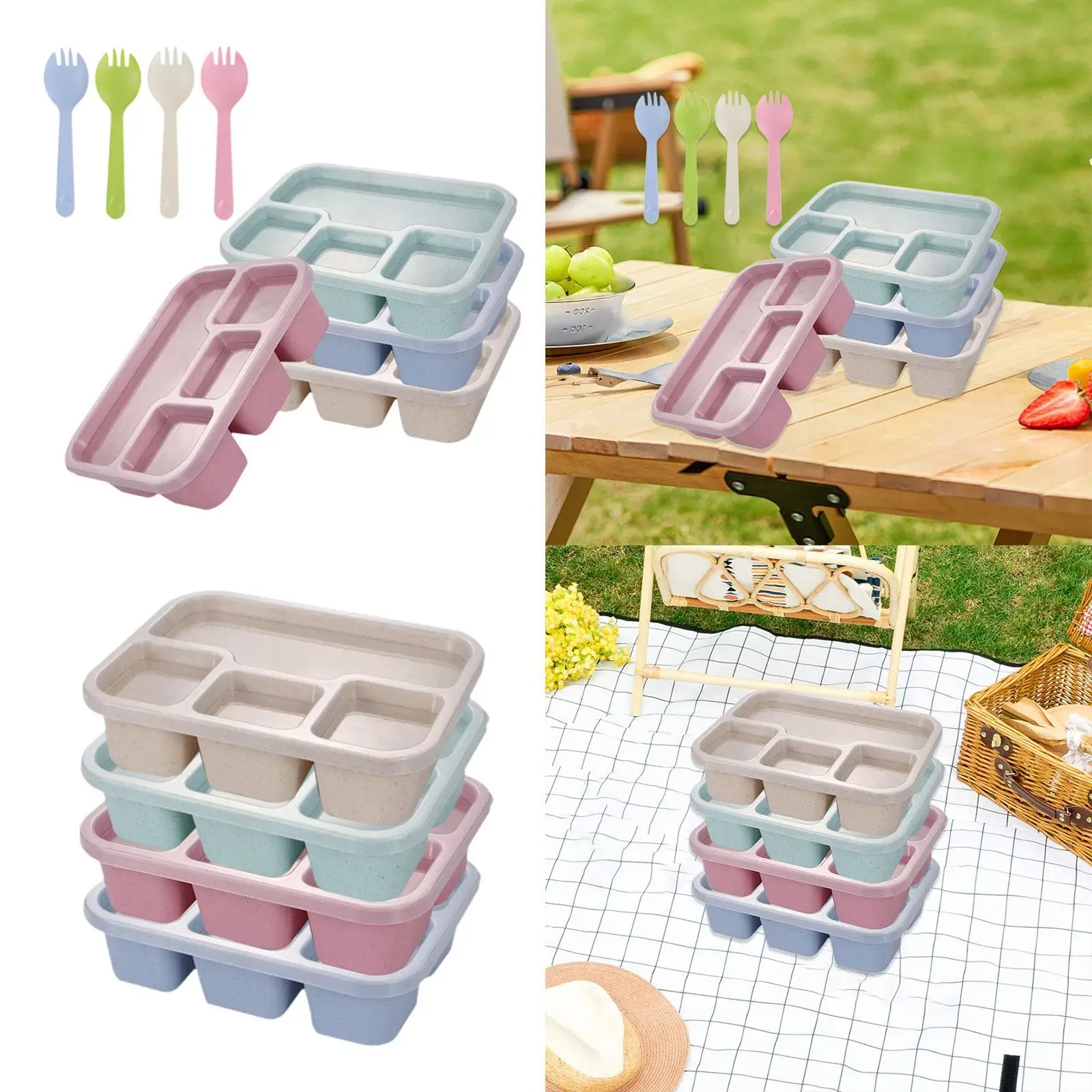 4x Bento Lunch Box Portable Reusable Reusable Divided Food Storage Containers for Salads Travel Travel Kids Adults Cookies
4x Bento Lunch Box Portable Reusable Reusable Divided Food Storage Containers for Salads Travel Travel Kids Adults Cookies