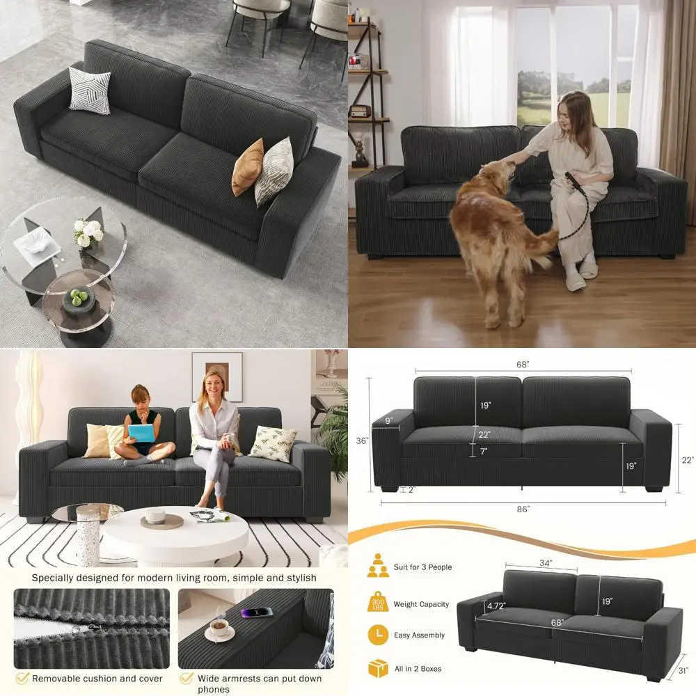 "86 Inch Corduroy 2-Seater Sofa for Living Room - Modern Loveseat with Deep Seating and Wide Armrests"
"86 Inch Corduroy 2-Seater Sofa for Living Room - Modern Loveseat with Deep Seating and Wide Armrests"