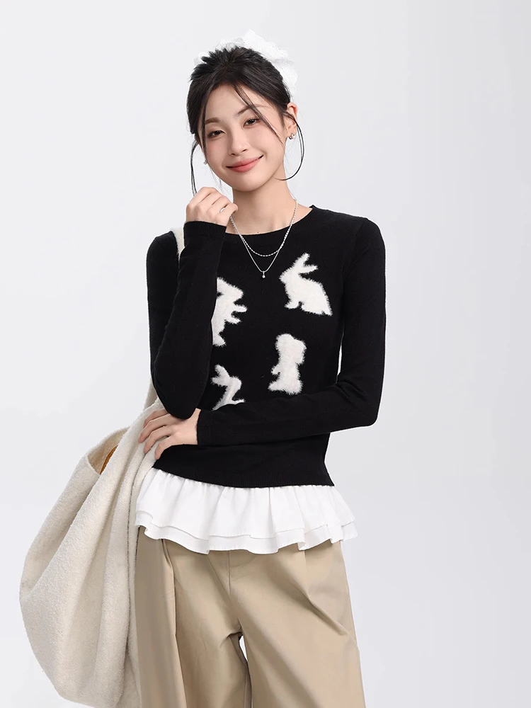 Fashion Rabbit Jacquard Print Sweaters Women Autumn Winter O-Neck Long Sleeve Knitted Pullovers Loose Casual Versatile Tops
Fashion Rabbit Jacquard Print Sweaters Women Autumn Winter O-Neck Long Sleeve Knitted Pullovers Loose Casual Versatile Tops