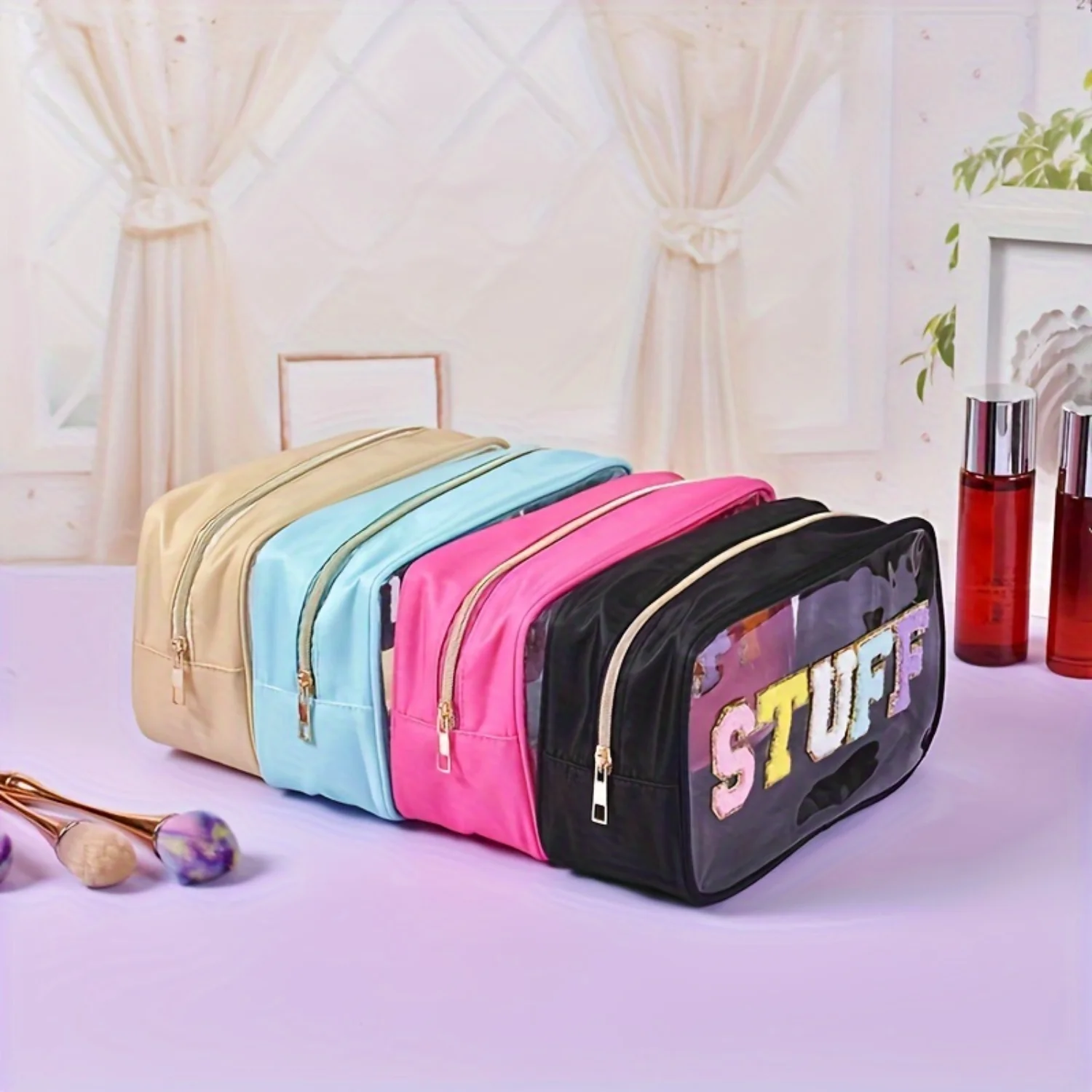 Transparent Colorful Chenille Letter Pattern Makeup Zipper Pouch, Lightweight Toiletry Wash Bag For Outdoor Trip
Transparent Colorful Chenille Letter Pattern Makeup Zipper Pouch, Lightweight Toiletry Wash Bag For Outdoor Trip