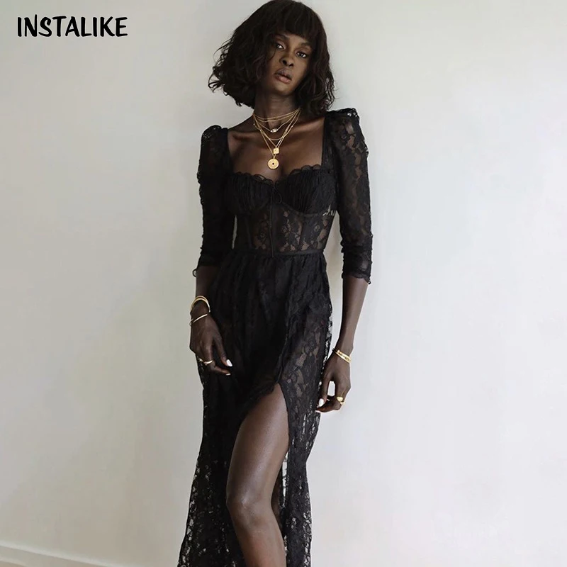 InstaLike Sexy Lace Square Collar Luxury Long Black Dress Elegant Party Evening Women Fashion Summer Maxi Dress Formal Occasion
InstaLike Sexy Lace Square Collar Luxury Long Black Dress Elegant Party Evening Women Fashion Summer Maxi Dress Formal Occasion