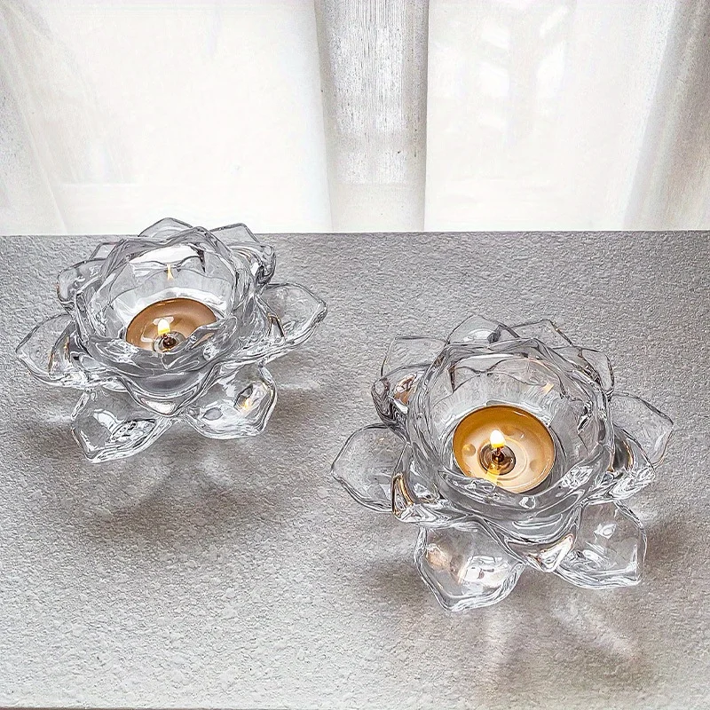 2PC Chinese Style Lotus Crystal Glass Candle Holder Romantic Candlelight Dinner Base Bar Transparent and Minimalist Candle Cup
2PC Chinese Style Lotus Crystal Glass Candle Holder Romantic Candlelight Dinner Base Bar Transparent and Minimalist Candle Cup