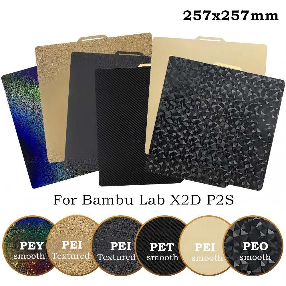 P2S X2D Smooth PEI Build Plate for Bambu lab P1S A1 X1C Double Sided Smooth PEY PET PEO PEI Flexible Spring Steel Print Bed
P2S X2D Smooth PEI Build Plate for Bambu lab P1S A1 X1C Double Sided Smooth PEY PET PEO PEI Flexible Spring Steel Print Bed