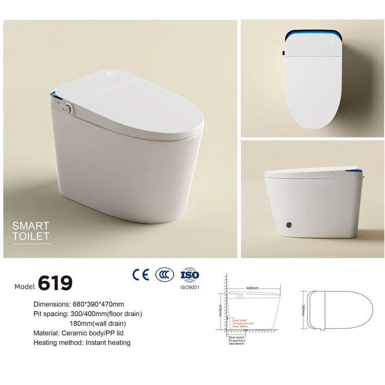Luxury Square Smart Toilet Auto Flush Heated Seat Bidet Function Anti-bacterial Modern Intelligent for Hotel Home
Luxury Square Smart Toilet Auto Flush Heated Seat Bidet Function Anti-bacterial Modern Intelligent for Hotel Home