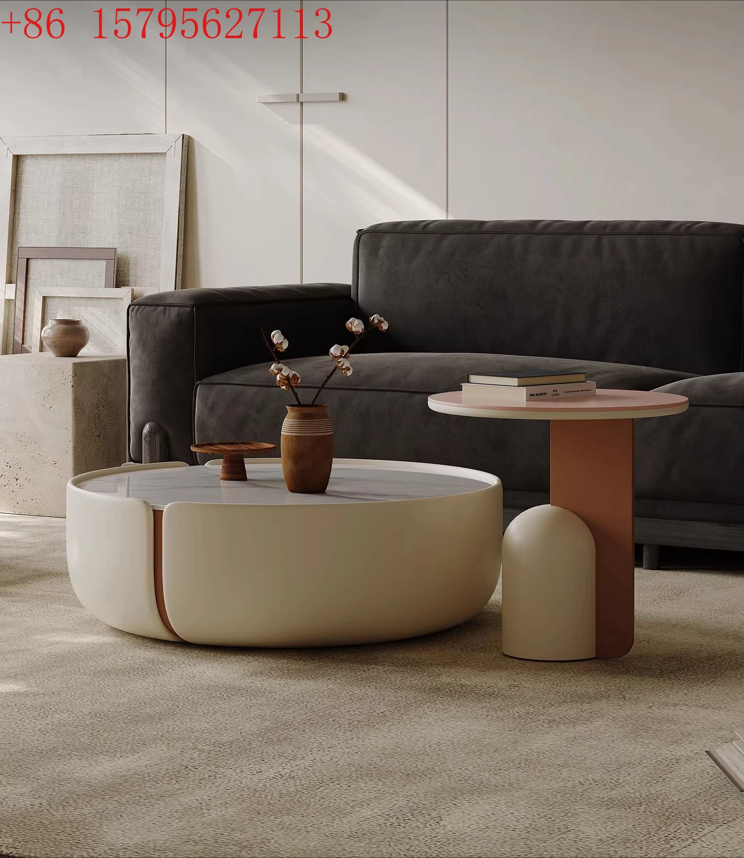 Coffee Table Combination Round Living Room Household Small Apartment Designer Art Creative Cream Wind High-end
Coffee Table Combination Round Living Room Household Small Apartment Designer Art Creative Cream Wind High-end