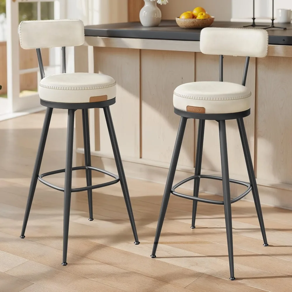 Collection - Bar Stools Set of 2, Swivel Bar Height Bar Stools with Back, Synthetic Leather with Stitching, Mid-Century Modern
Collection - Bar Stools Set of 2, Swivel Bar Height Bar Stools with Back, Synthetic Leather with Stitching, Mid-Century Modern