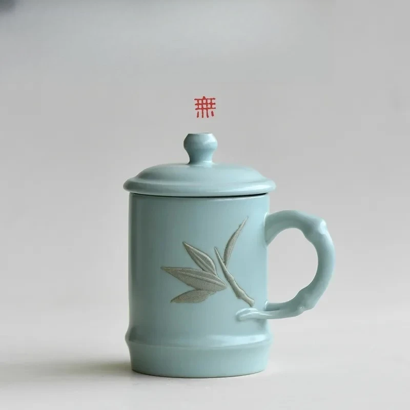 300ml Bamboo Azure Ru Kiln Porcelain Coffee Mug Milk Cup Afternoon Tea Mug With Lid Master Office Water Cup Drinkware Ornaments
300ml Bamboo Azure Ru Kiln Porcelain Coffee Mug Milk Cup Afternoon Tea Mug With Lid Master Office Water Cup Drinkware Ornaments