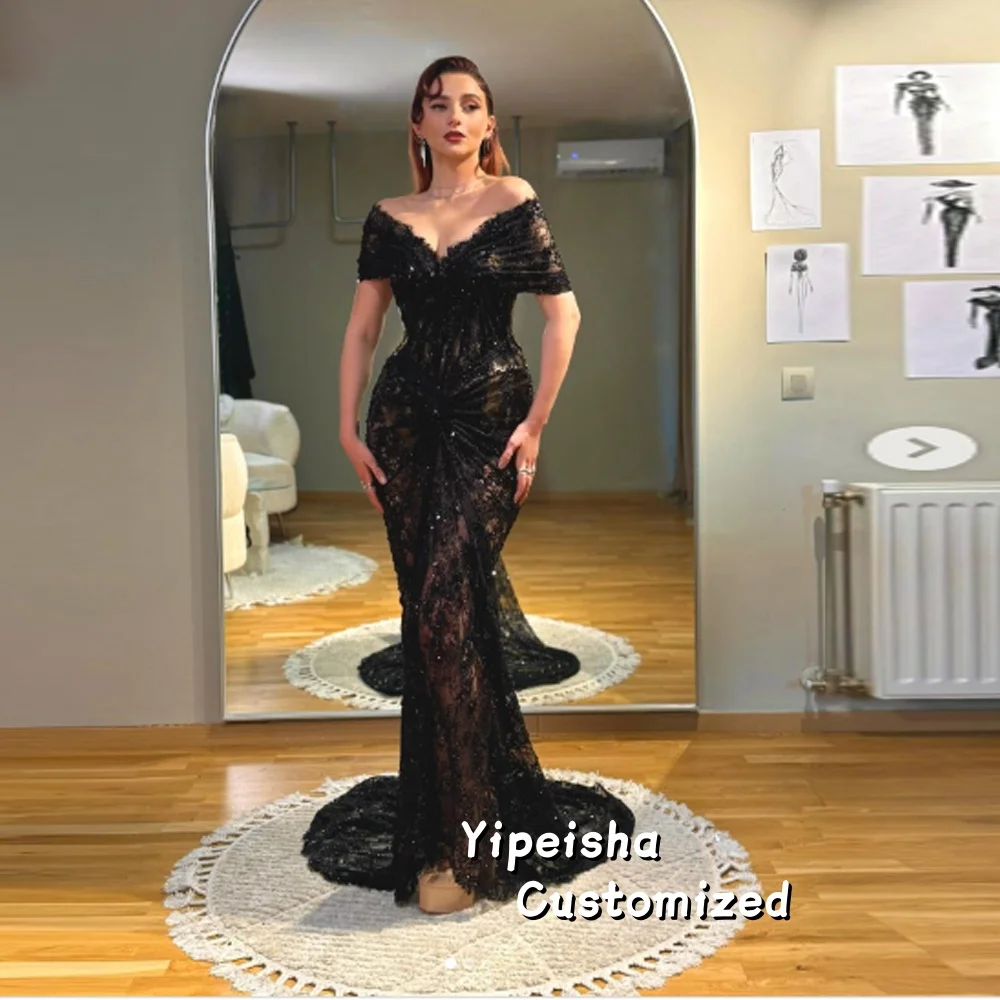 Customized Off Shoulder Lace Mermaid Evening Dresses Illusion Bodice Wedding Party Dress Sequined Prom Gown Formal Vestidos
Customized Off Shoulder Lace Mermaid Evening Dresses Illusion Bodice Wedding Party Dress Sequined Prom Gown Formal Vestidos