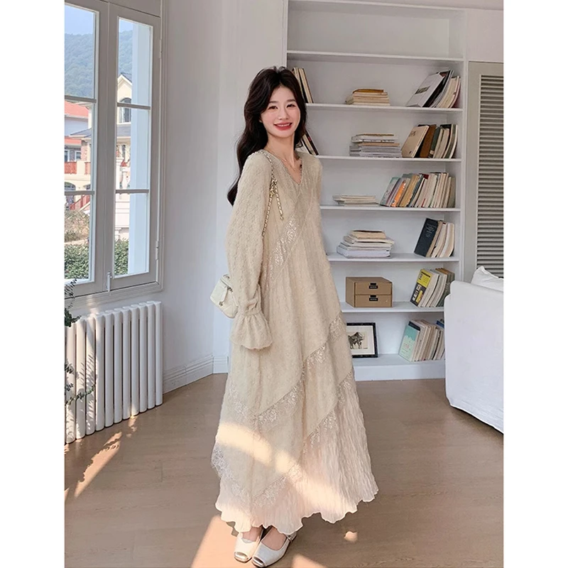 2025 New Arrival Spring Autumn Women Casual Loose Lace Patchwork Ankle-length Dress Butterfly Sleeve Asymmetrical Dresses T58
2025 New Arrival Spring Autumn Women Casual Loose Lace Patchwork Ankle-length Dress Butterfly Sleeve Asymmetrical Dresses T58
