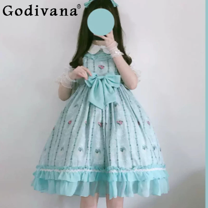Spring Summer Elegant Lolita Floral Suspender Jsk Dress Fashion High Waist Versatile Age Reduction Sweet Girl Princess Dresses
Spring Summer Elegant Lolita Floral Suspender Jsk Dress Fashion High Waist Versatile Age Reduction Sweet Girl Princess Dresses