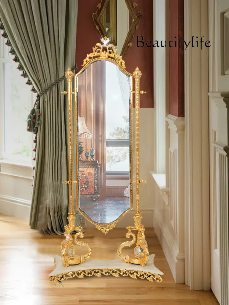 European luxury metal dressing mirror with wheel mobile crystal glass electroplating bedroom floor fitting mirror
European luxury metal dressing mirror with wheel mobile crystal glass electroplating bedroom floor fitting mirror