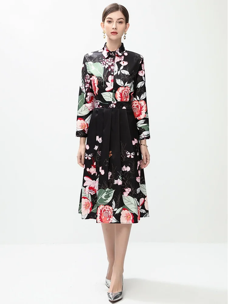 High End New Spring Fashion Slimming Waist Runway Dress Women's Lapel Full Sleeve Positioning Print Dresses
High End New Spring Fashion Slimming Waist Runway Dress Women's Lapel Full Sleeve Positioning Print Dresses