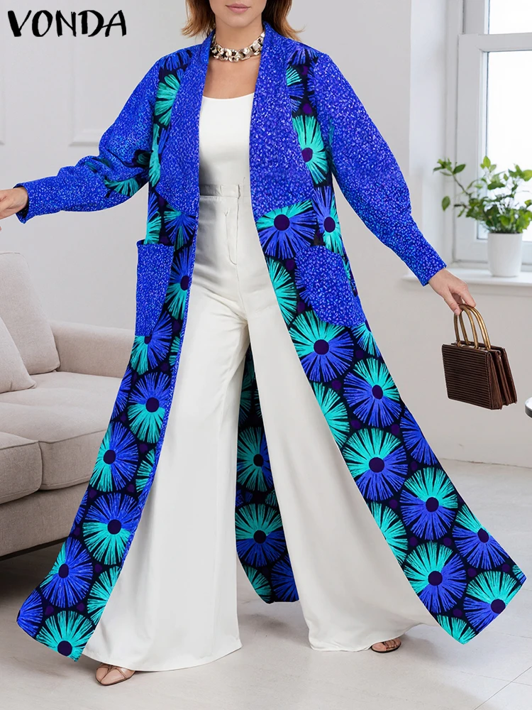 Plus Size Women Cover-ups Cardigans Long Sleeve Large Pockets Printed Long Shirt Casual Loose Beach Top VONDA 2025 Autumn
Plus Size Women Cover-ups Cardigans Long Sleeve Large Pockets Printed Long Shirt Casual Loose Beach Top VONDA 2025 Autumn
