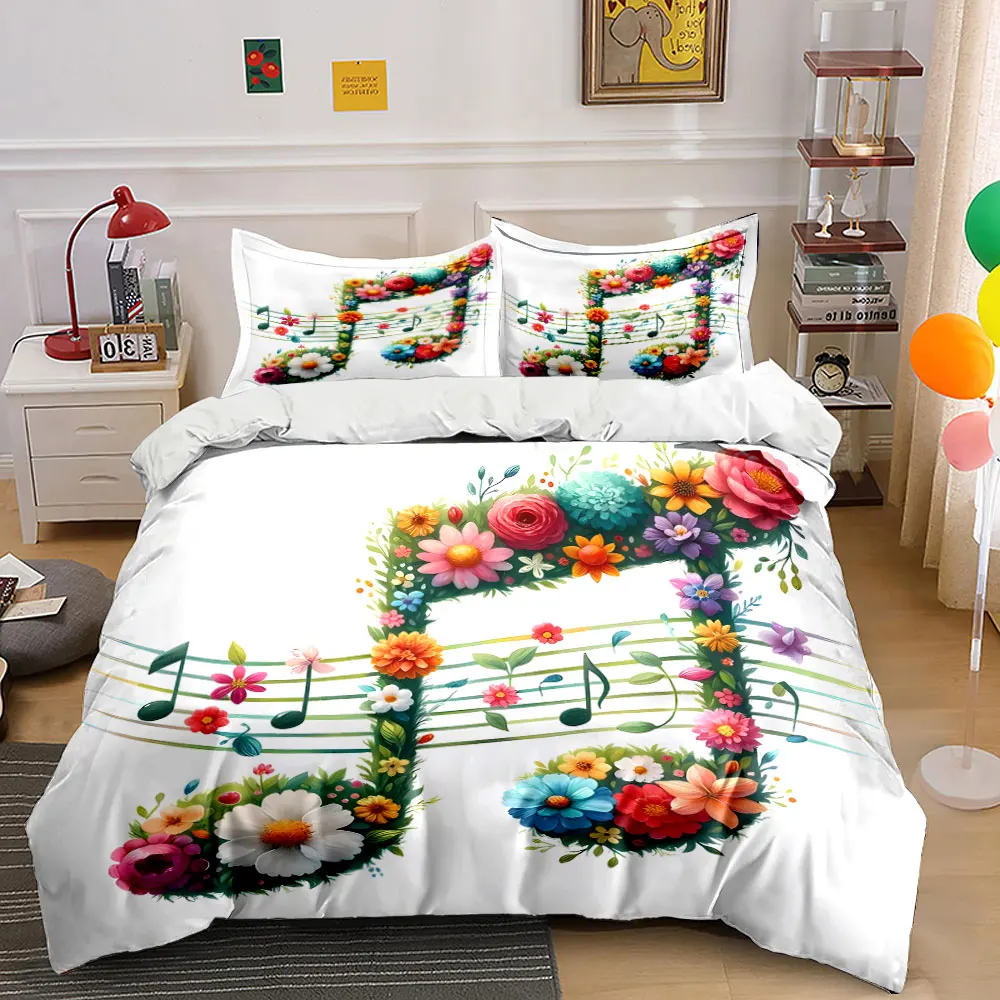 Harmony of Flowers and Music Pattern Duvet Cover Set Digital Print Colorful Polyester Bedding with Zipper Closur for kids gifts
Harmony of Flowers and Music Pattern Duvet Cover Set Digital Print Colorful Polyester Bedding with Zipper Closur for kids gifts