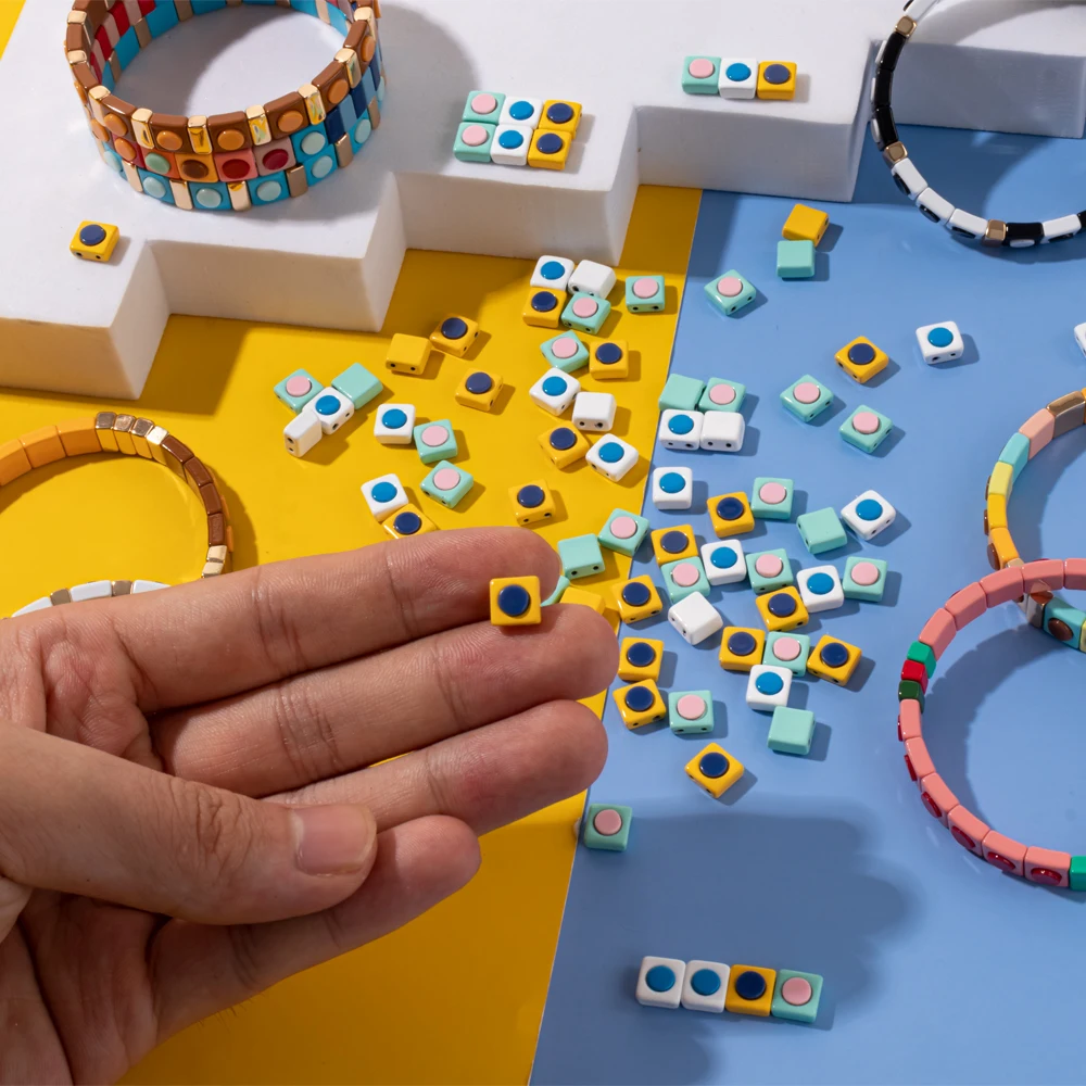 30PCS 8*8mm Enamel Beads Square Shape Added Round Colorful Elastic Bracelets Tile Beads for Jewelry Making Diy Accessory
30PCS 8*8mm Enamel Beads Square Shape Added Round Colorful Elastic Bracelets Tile Beads for Jewelry Making Diy Accessory