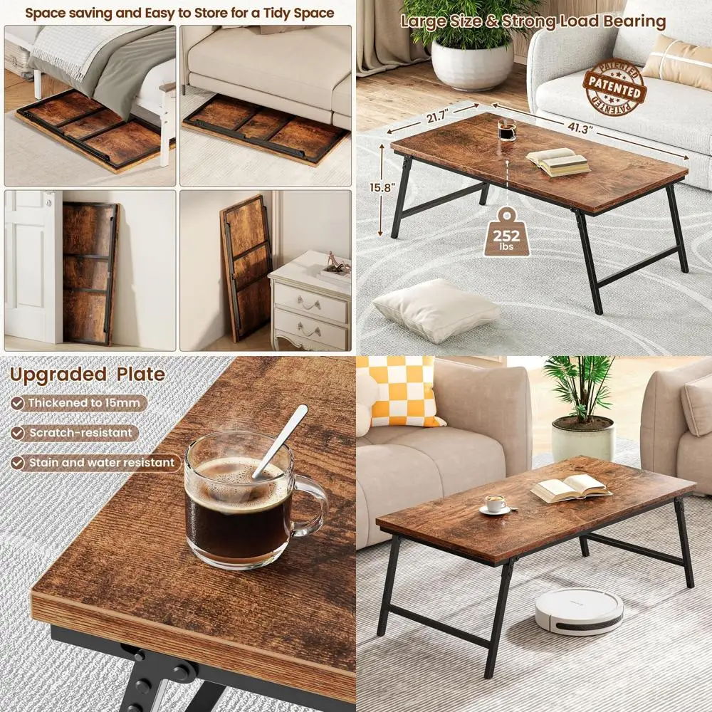 Portable Sturdy Coffee Table for Floor Use, Rustic Brown, 41.34L×21.65W×15.75H
Portable Sturdy Coffee Table for Floor Use, Rustic Brown, 41.34L×21.65W×15.75H